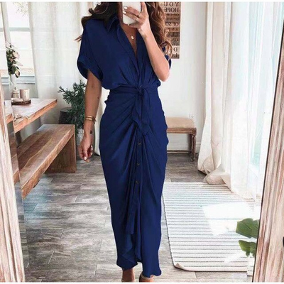 Damen Midikleid aus Baumwolle mit figurbetontem Schnitt und Knopfleiste