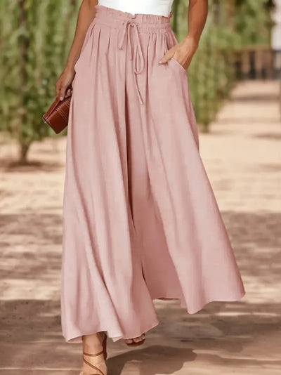 Bethy – Weite Hose mit Kordelzug und Taschen, hoher Taille