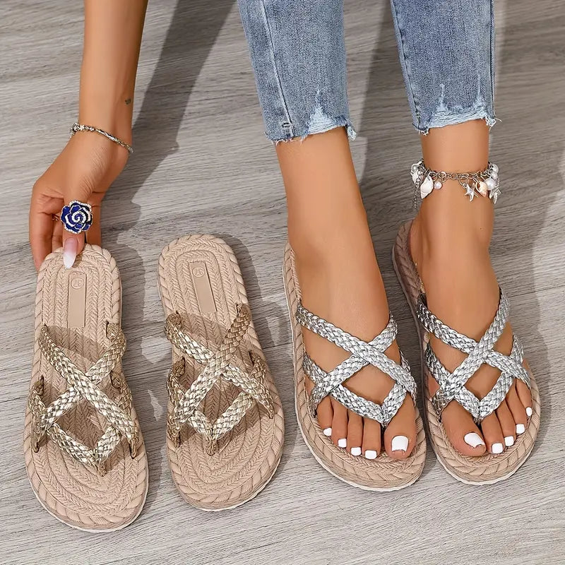 Becky – Coastal Charm Geflochtene Pantoletten