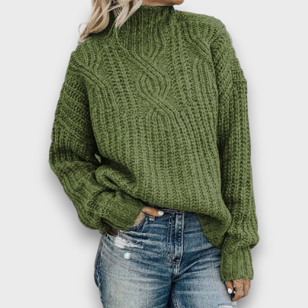 Alina – Retro Rollkragenpullover mit Zopfmuster