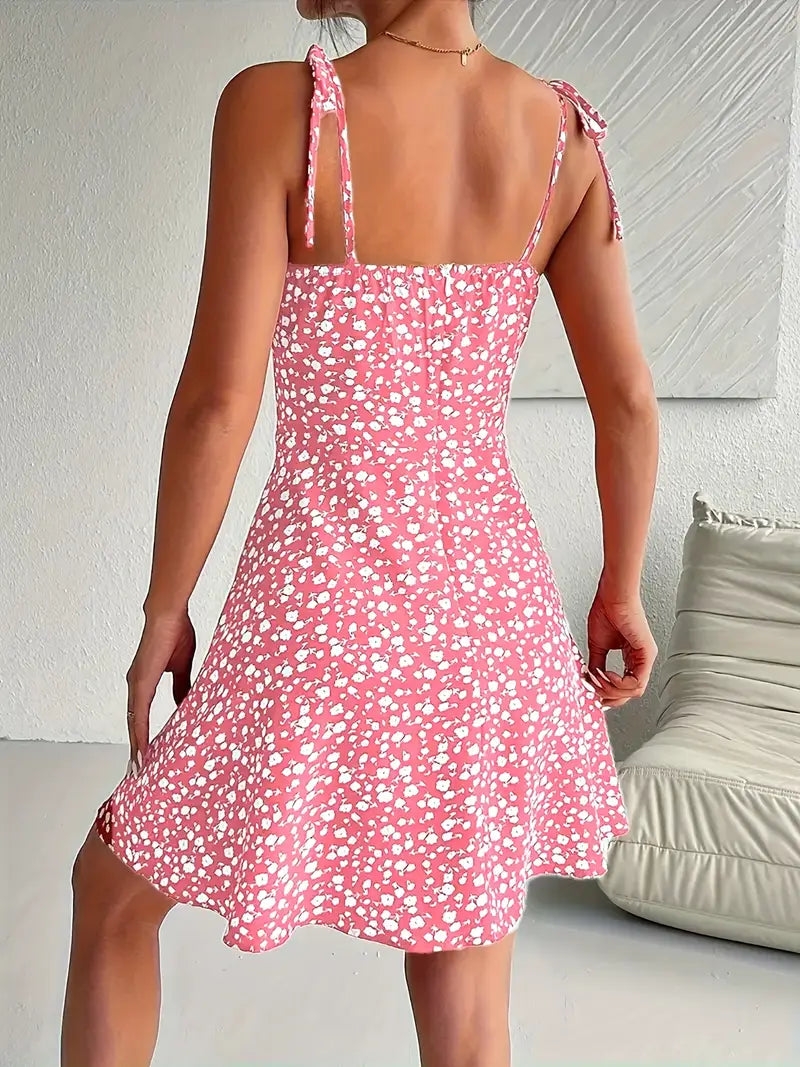 Maxine – Minikleid mit Blumenmuster und Bindebändern