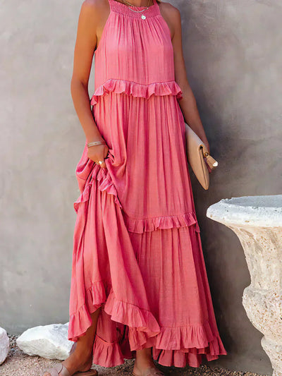 Boho Maxikleid mit Volants & Neckholder-Ausschnitt – Sommerlich & Feminin