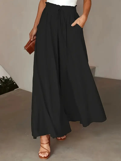 Bethy – Weite Hose mit Kordelzug und Taschen, hoher Taille
