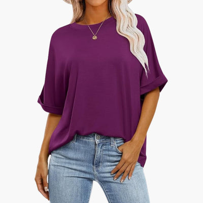 Damen Oversize T-Shirt mit Rundhalsausschnitt und kurzen Ärmeln