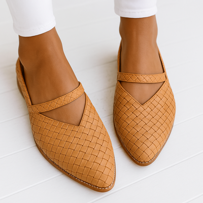 LIVIA™ | Geflochtene Slingback-Ballerinas aus Lederoptik