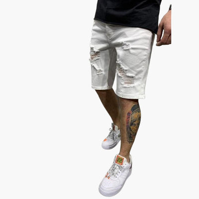 Herren Slim Fit Jeansshorts mit Stretch und Umschlag-Saum