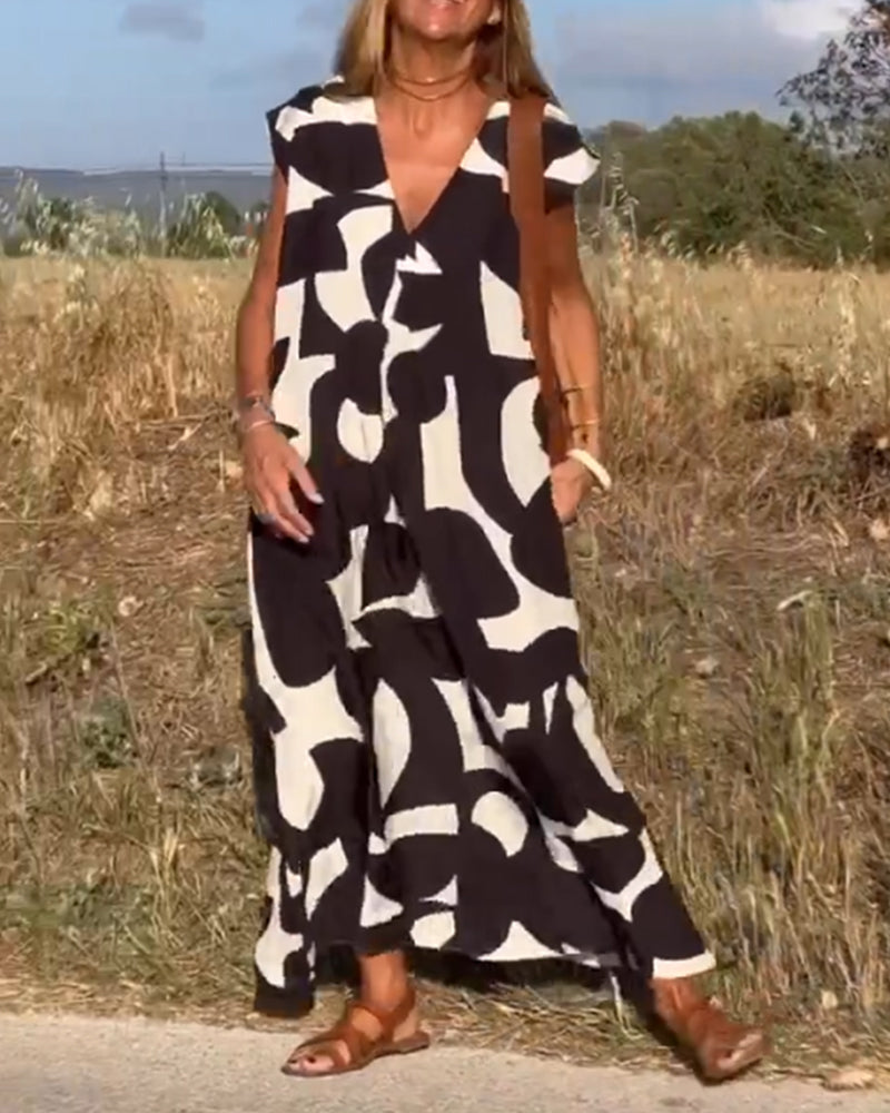 ELENA KLEID MIT PRINTMUSTER UND V-AUSSCHNITT