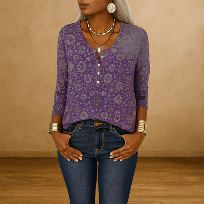 YLINA™ | Boho-Bluse mit floralen Mustern und langen Ärmeln