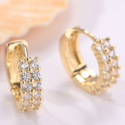 Goldene Duo Hoops Ohrringe 18K Plated Sparkle Zirkonia Ohrringe