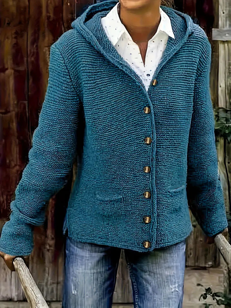 Briselda – Eleganter Strickjacke Mit Langen Ärmeln Und Kapuze