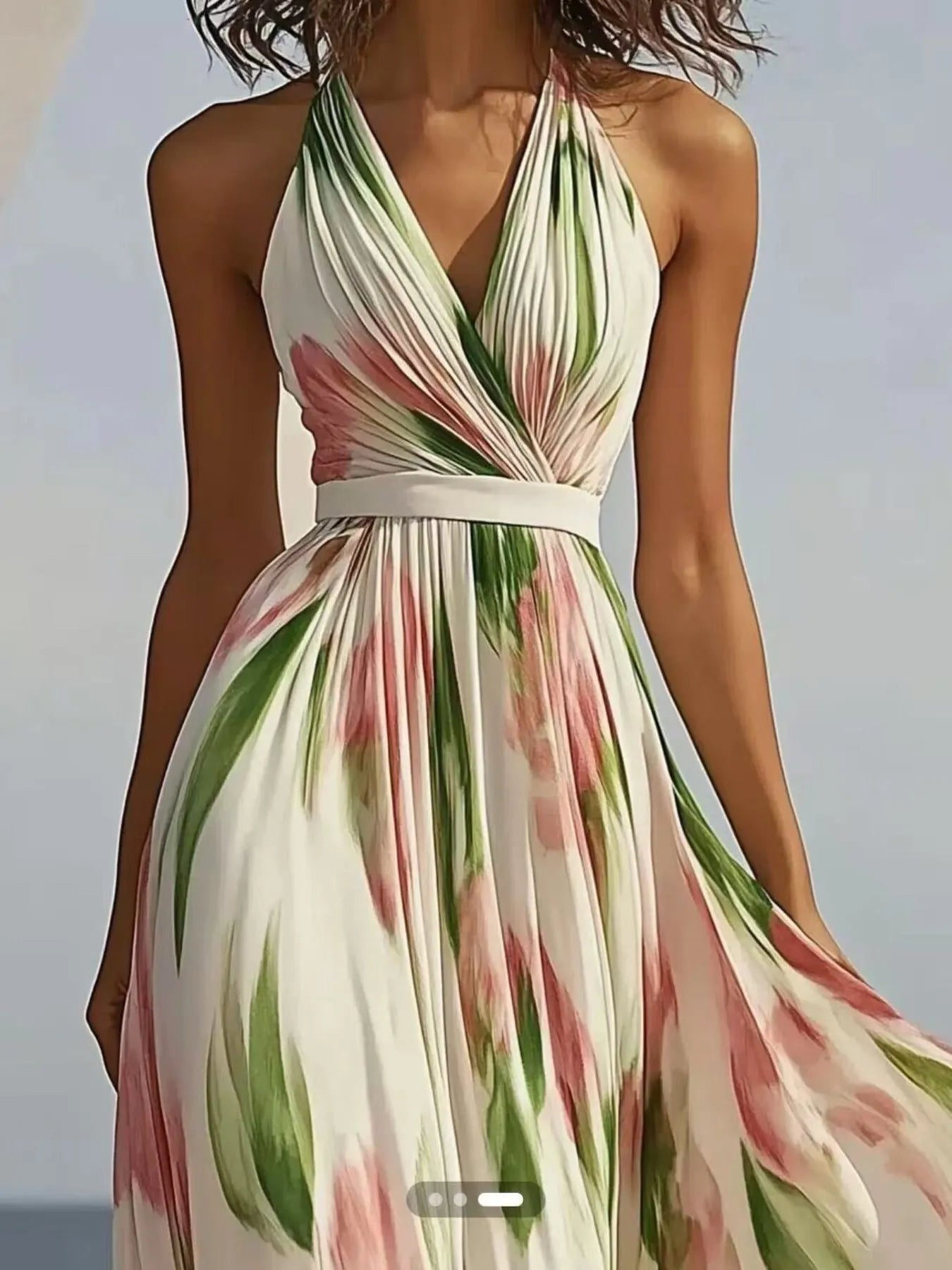 Halsey - Blumenmuster Maxikleid mit Neckholder