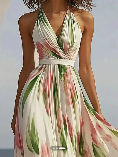 Halsey - Blumenmuster Maxikleid mit Neckholder