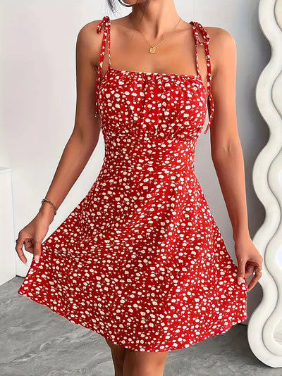Maxine – Minikleid mit Blumenmuster und Bindebändern