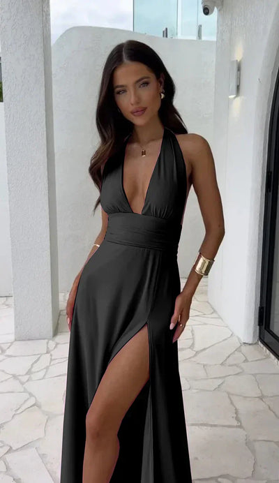 Laurette – Elegantes Neckholder-Maxikleid