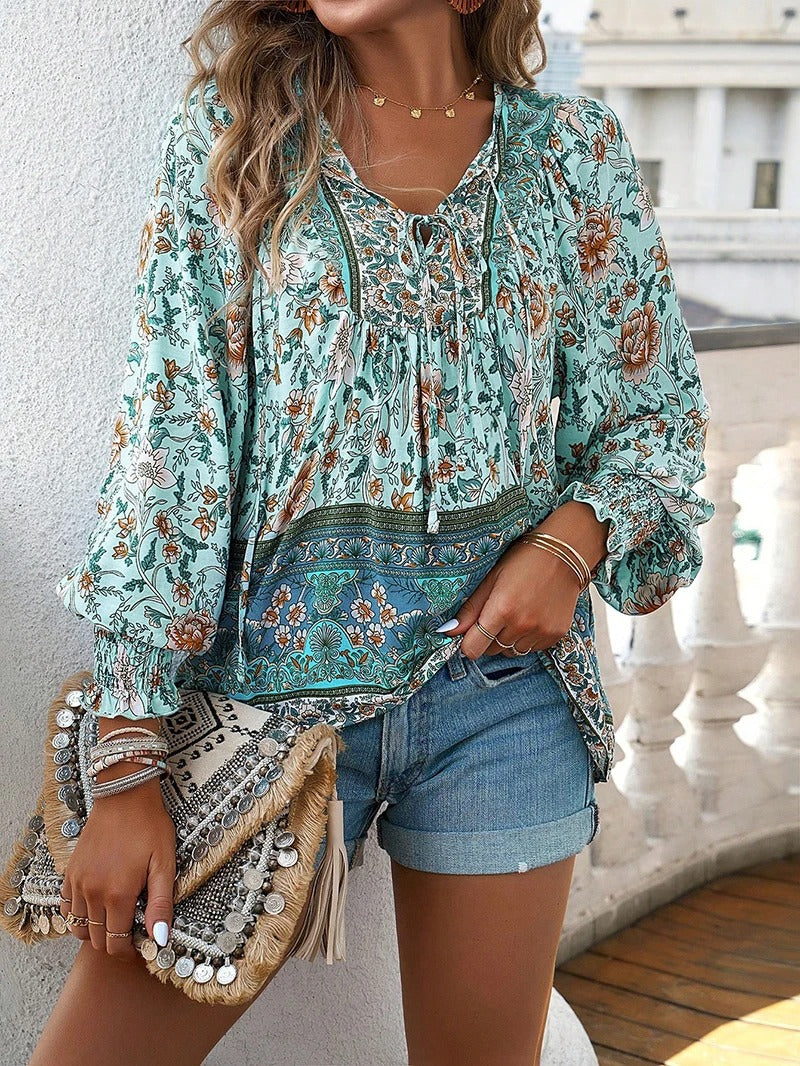 AYRA BLUSE MIT BLUMEN