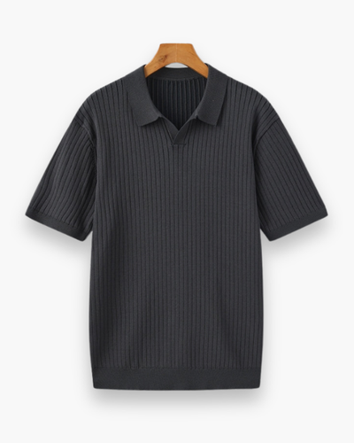 Herren Elegantes Geripptes Poloshirt | Klassisch