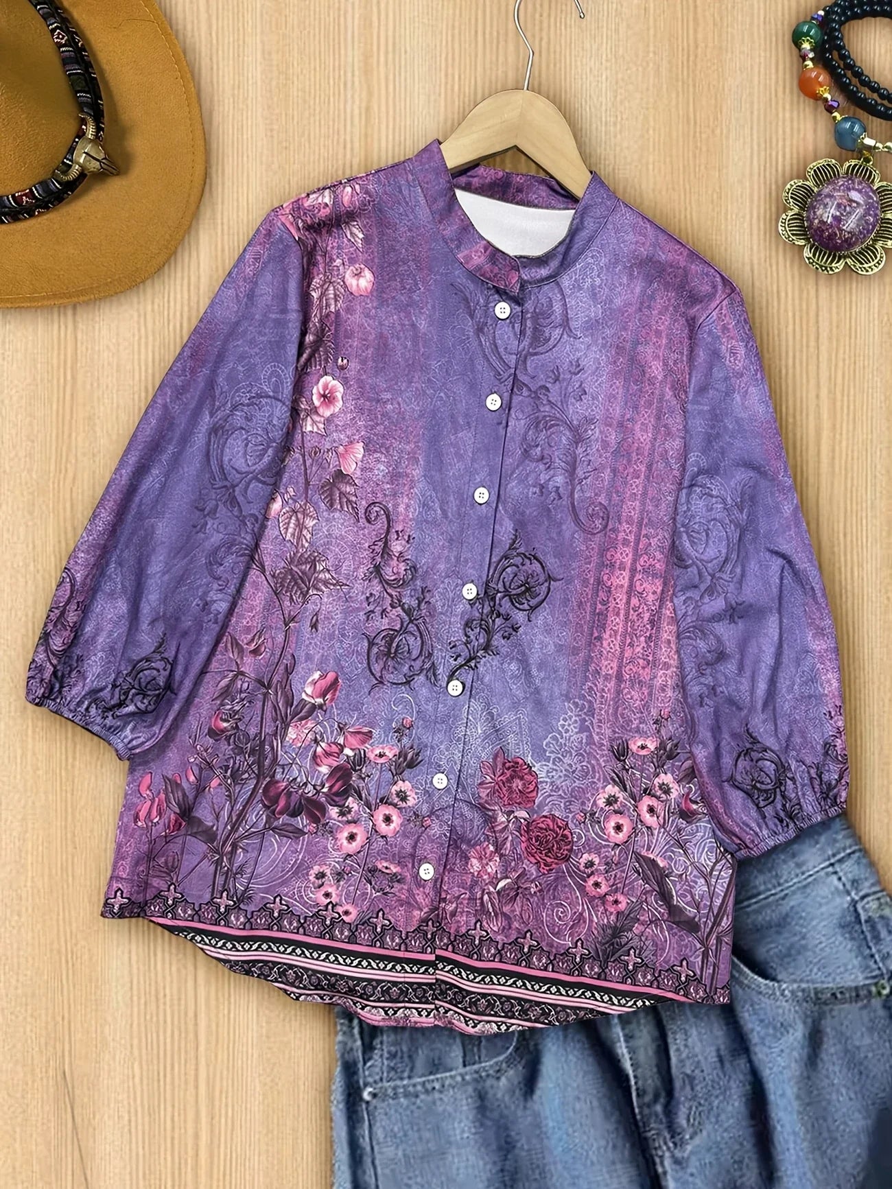 Lina – Ethnische Bluse mit Muster