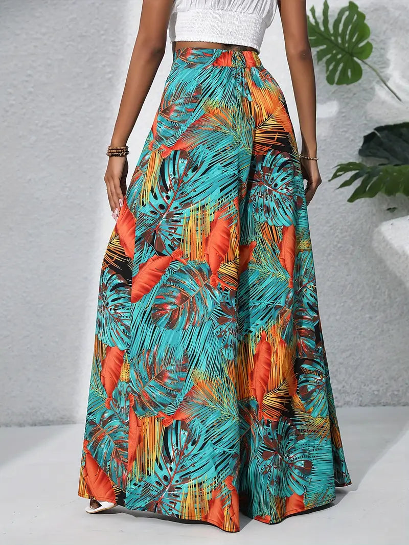 Louvelle – Stilvolle Hose mit weitem Bein und tropischem Print