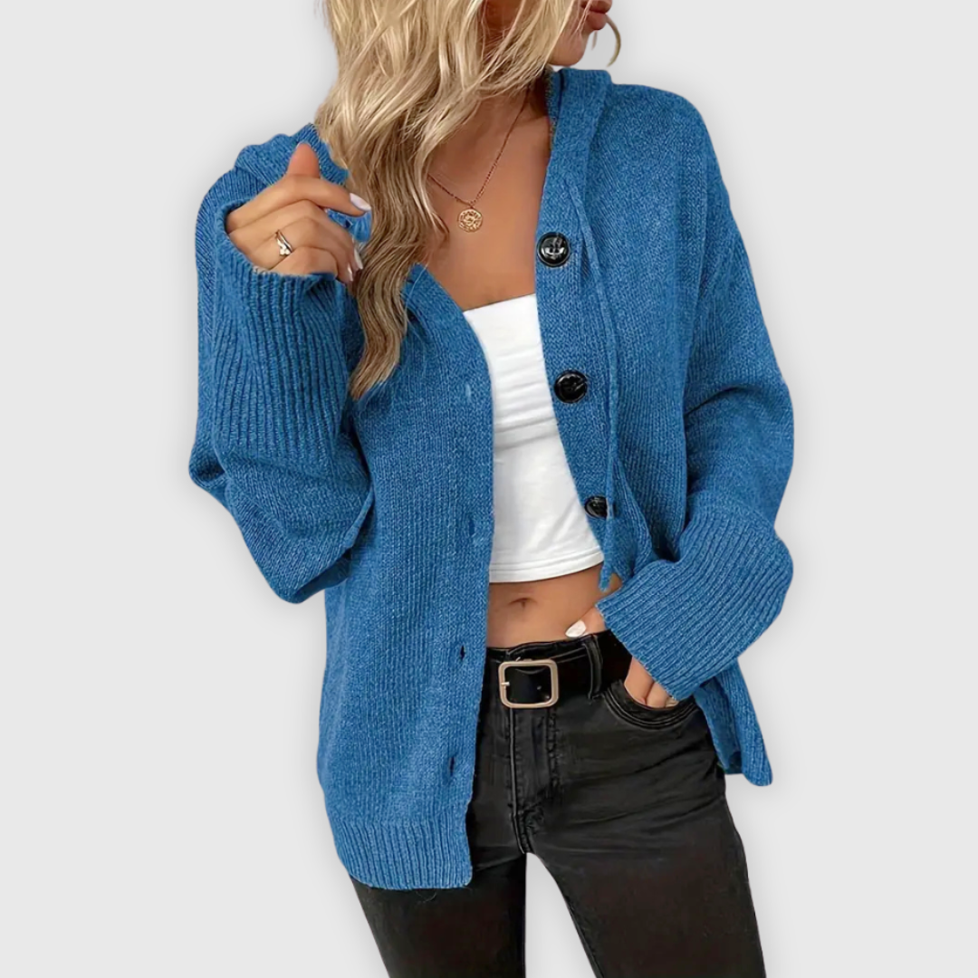 Susy | Eleganter Langarm-Hoodie mit Knopfdetails