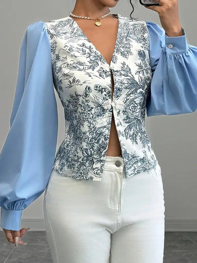 Joycie - vintage-baumwollbluse mit puffärmeln