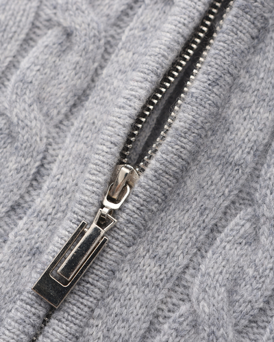 Roman | Chunky knit Herren Chasmere Pullover mit Kabelstrickmuster & Halb Reißverschluss Kragen