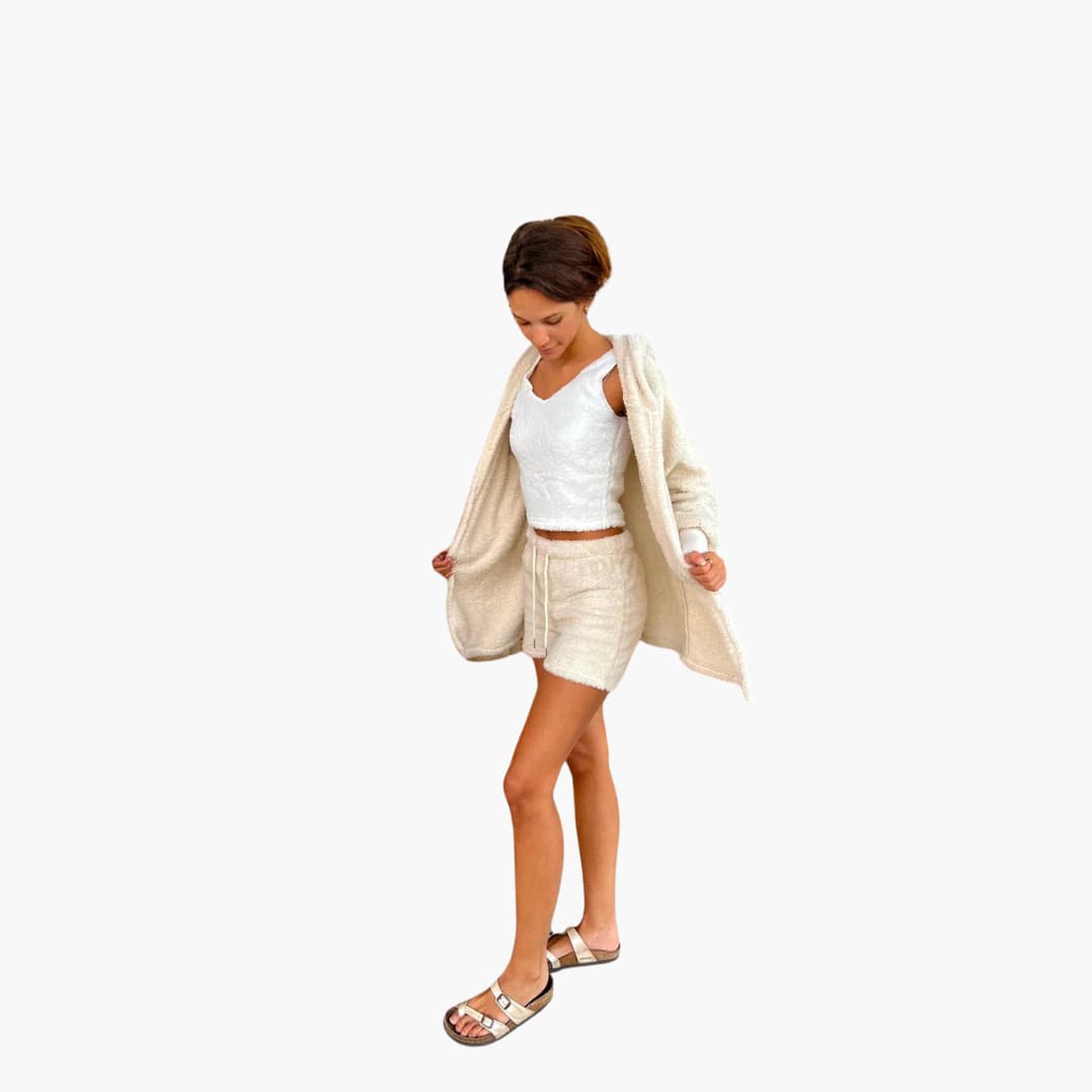 Loungewear Set - Damen Strick Outfit 3-teilig mit Cardigan