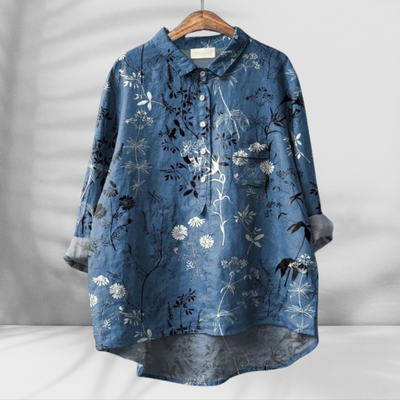 FLORENTINE™ | Weit geschnittene Blumenbluse mit Leinen-Effekt