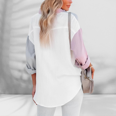 AMARA™ | Patchwork-Hemd mit Leinenoptik