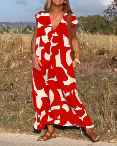 ELENA KLEID MIT PRINTMUSTER UND V-AUSSCHNITT