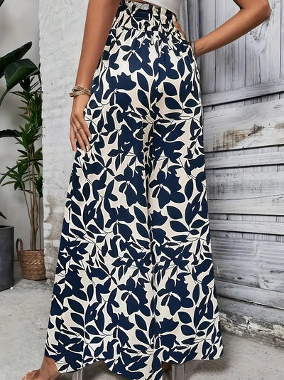 Sunniva – Palazzohose mit weitem Bein und Blattmuster