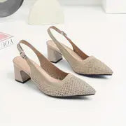 Hailey - Atmungsaktive Strickschuhe mit spitzer Zehe und Knöchelriemen