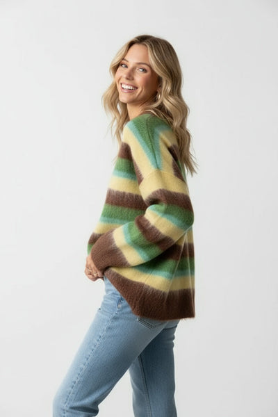 Mikah | Damen Gestreifter Strickpullover