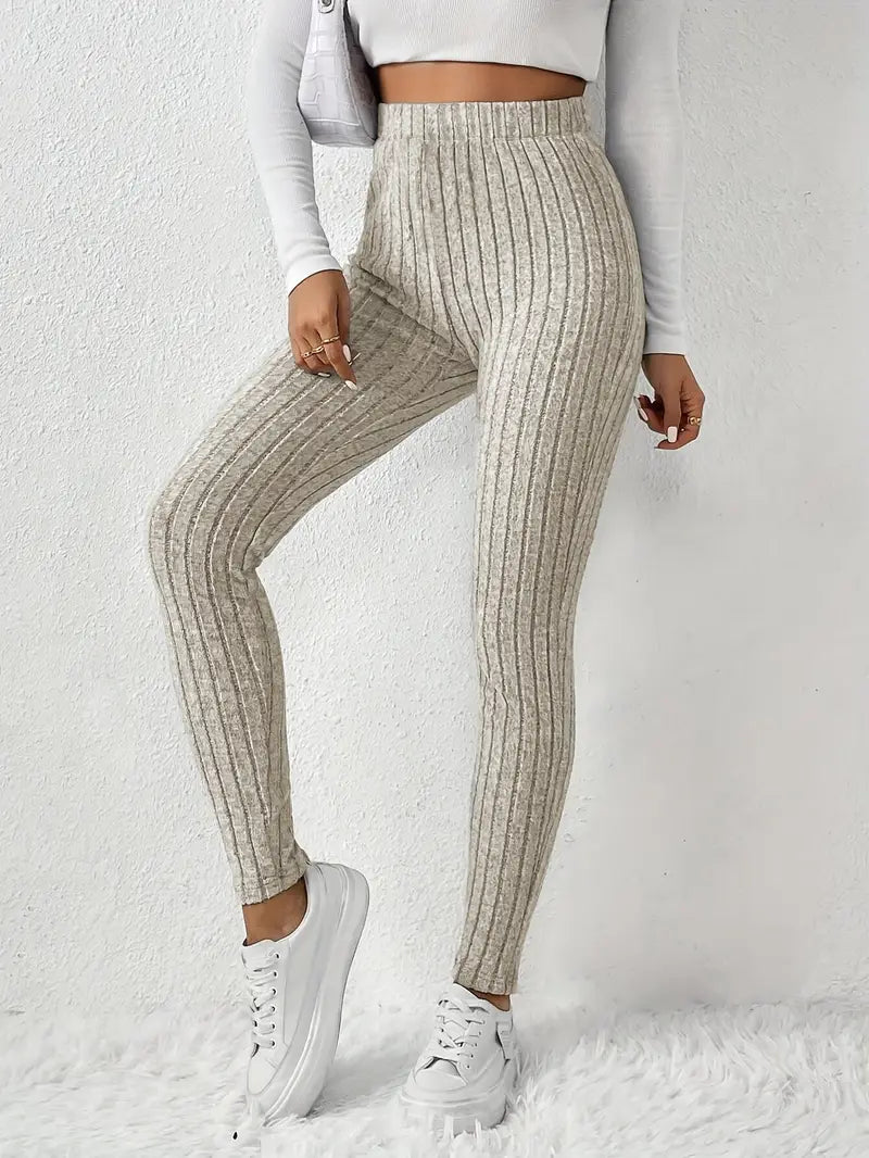 Elvida – Rippstrick-Leggings mit hohem Bund