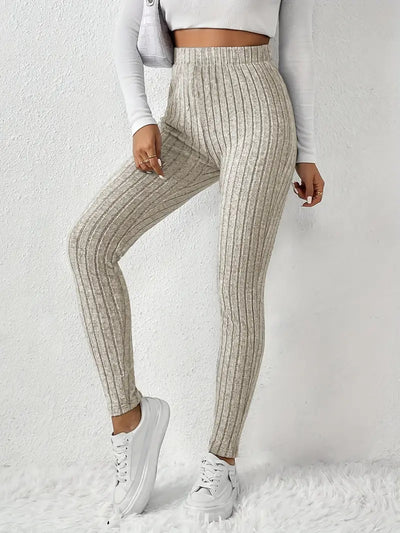 Elvida – Rippstrick-Leggings mit hohem Bund
