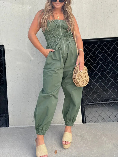 ZIPPER CARGO JUMPSUIT