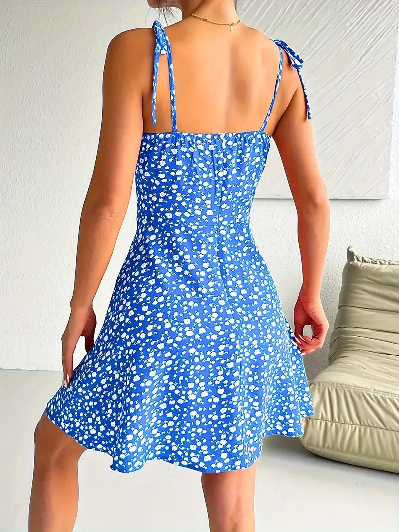 Maxine – Minikleid mit Blumenmuster und Bindebändern