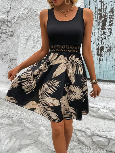 Olivie – Ärmelloses Baumwollkleid mit Blumenmuster
