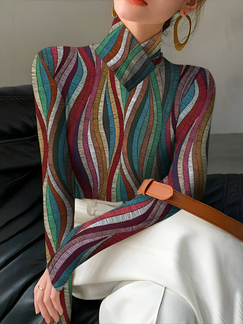 Iosefina | schickes, farbig gestreiftes rollkragenshirt