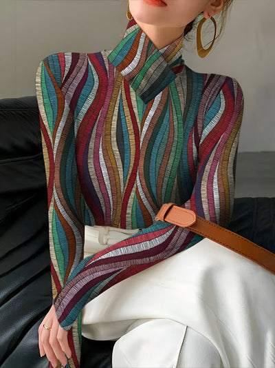 Iosefina | schickes, farbig gestreiftes rollkragenshirt