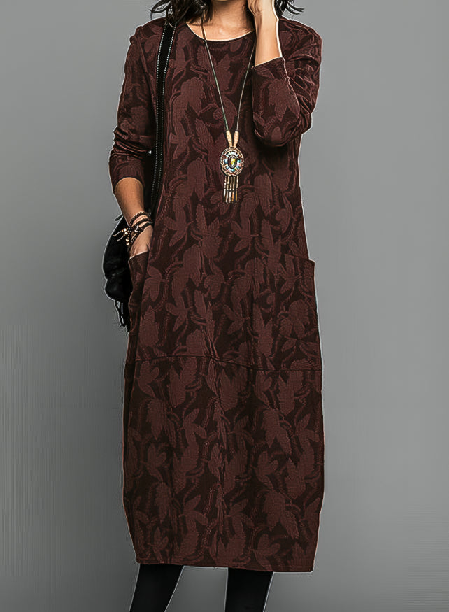 CHASITY LÄSSIGES KLEID MIT RUNDHALSAUSSCHNITT