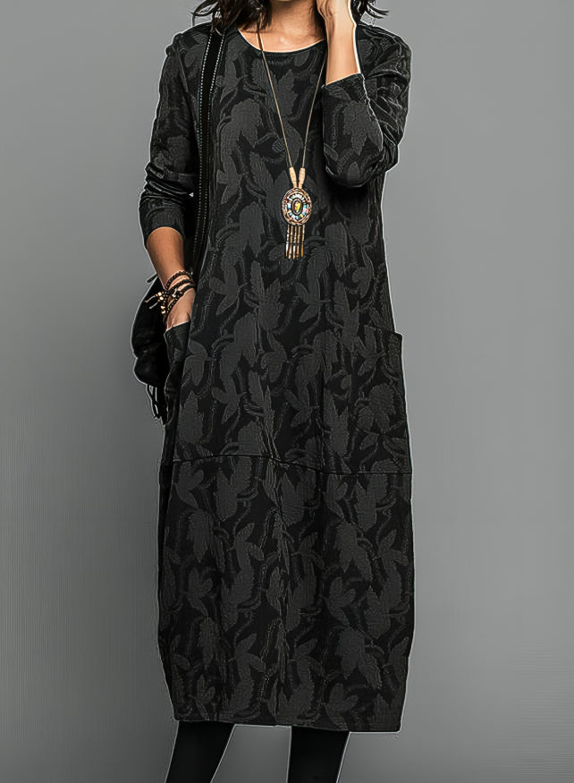 CHASITY LÄSSIGES KLEID MIT RUNDHALSAUSSCHNITT