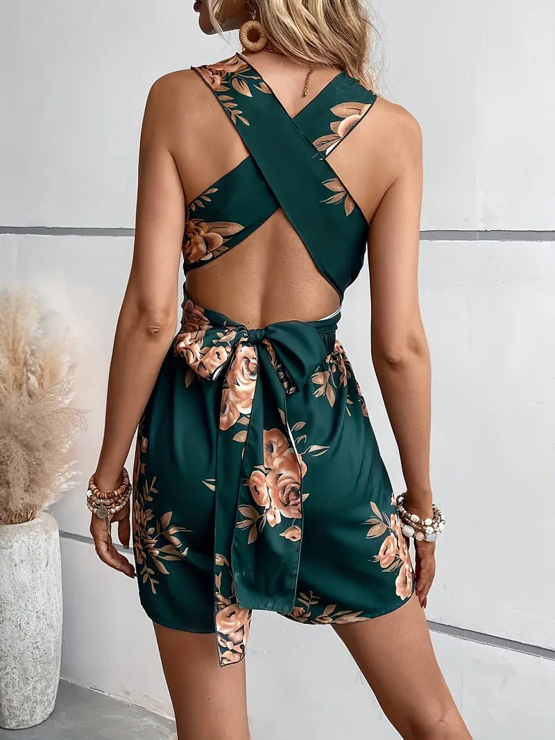 Nickei – Wunderschöner Strampler mit Blumenmuster und überkreuzten Trägern