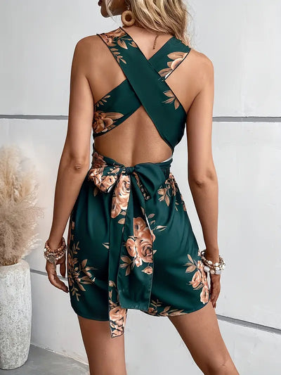 Nickei – Wunderschöner Strampler mit Blumenmuster und überkreuzten Trägern