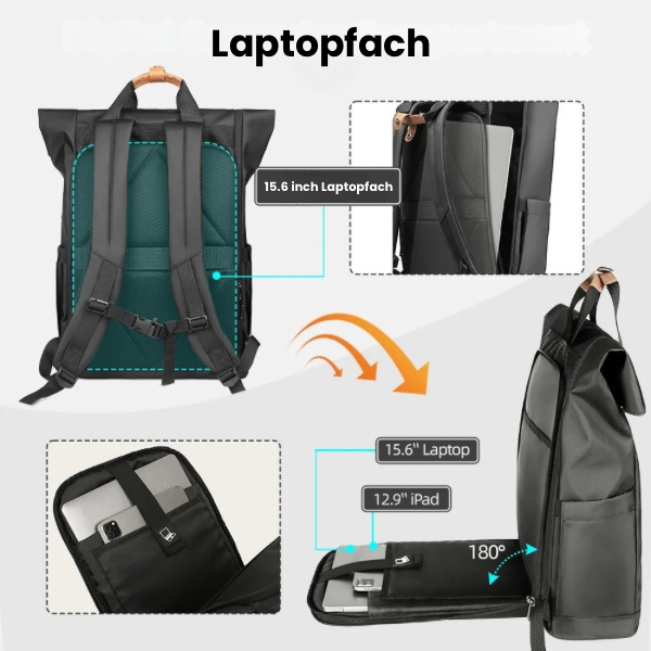 Knighto | Erweiterbarer Unisex Laptop Rucksack für Reisen