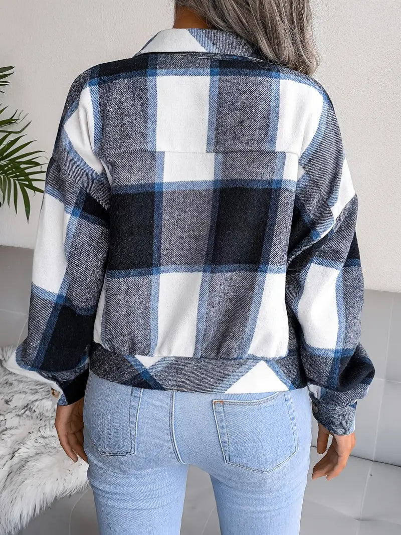 GEKÜRZTE KARIERTE FLANELLJACKE