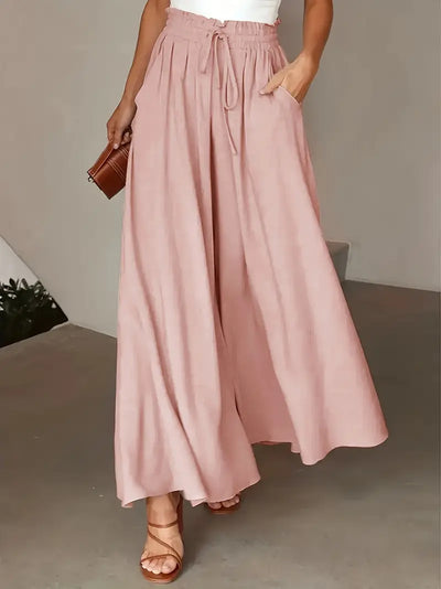 Bethy – Weite Hose mit Kordelzug und Taschen, hoher Taille