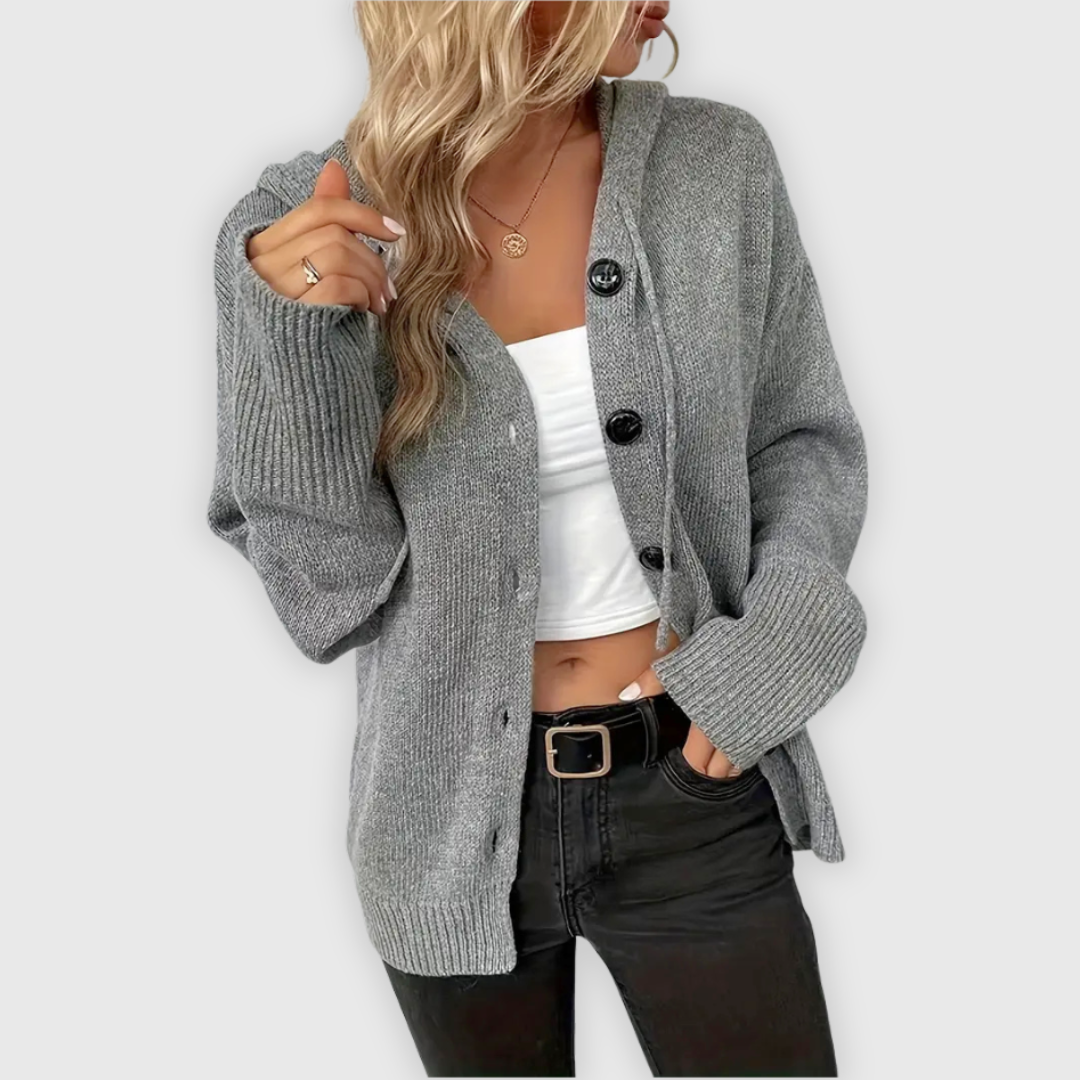 Susy | Eleganter Langarm-Hoodie mit Knopfdetails