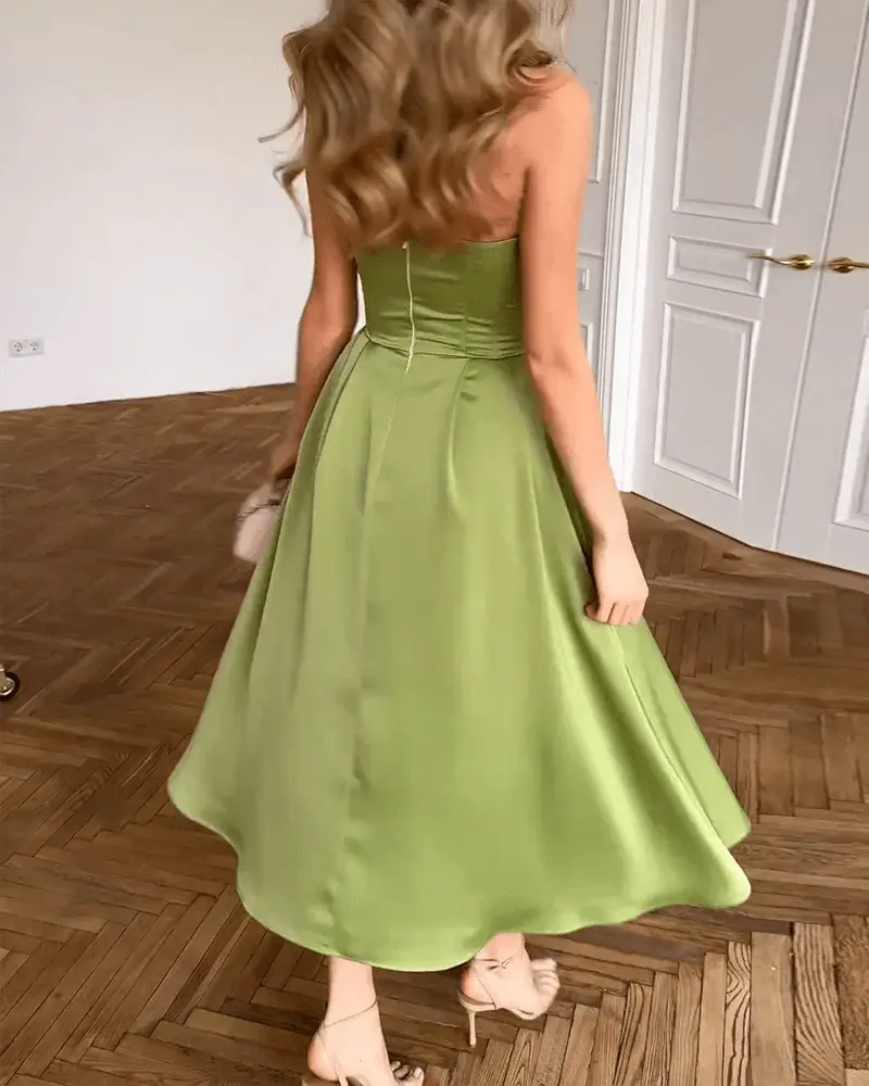 Elegantes Trägerloses Maxikleid – Fließend, Abendkleid, Stretch