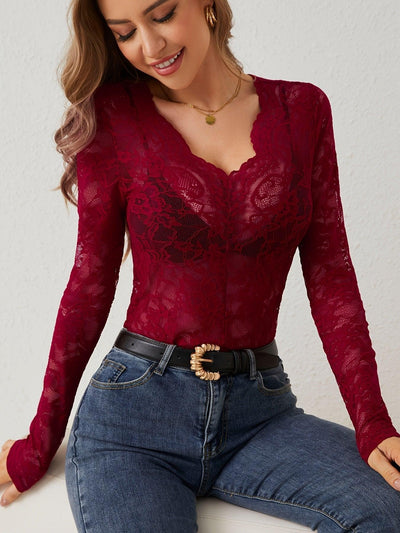 Elegante Damen Spitzenbluse | Luxuriöses Spitzenoberteil