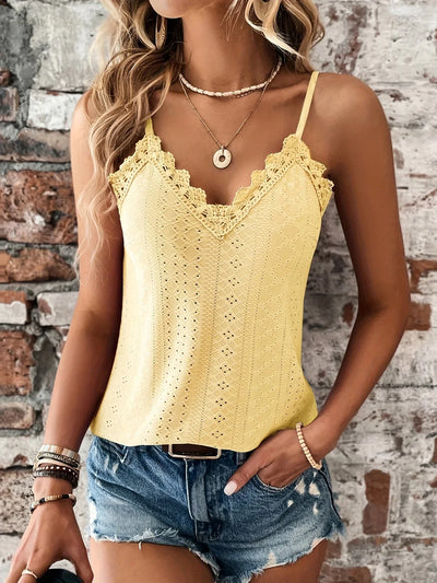 Tiranya – Elegantes Camisole-Top mit Ösen und Spitzenbesatz